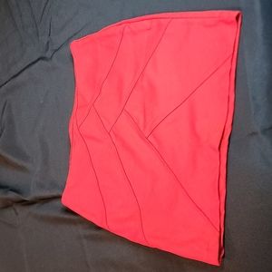 Basic house. Fire red stretch skirt. Med.